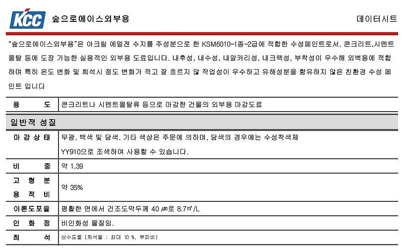 숲으로 에이스 외부용 수성페인트(KSM6010 1종 2급)_상세페이지