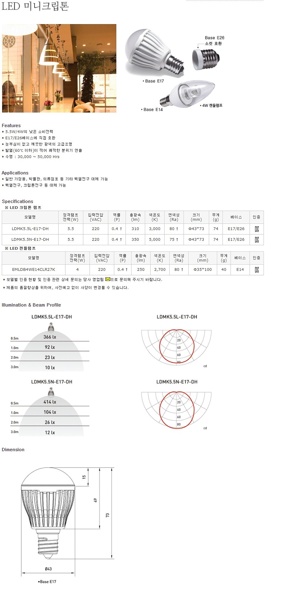 LED 캔들램프 (4W, E14)_상세페이지