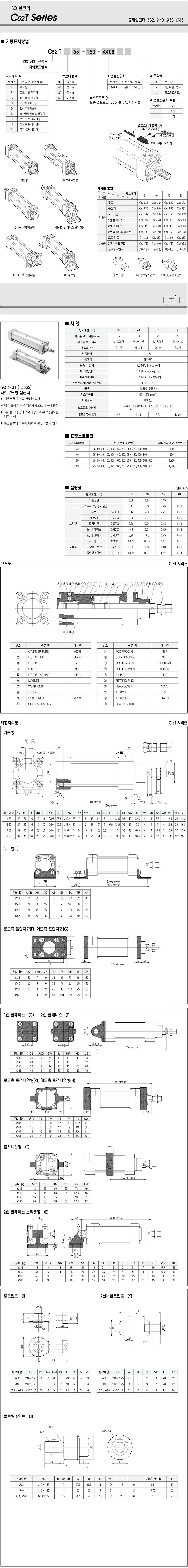 로드측 플랜지형 타이로드 ISO 실린더 (C52T Series, 복동)_상세페이지