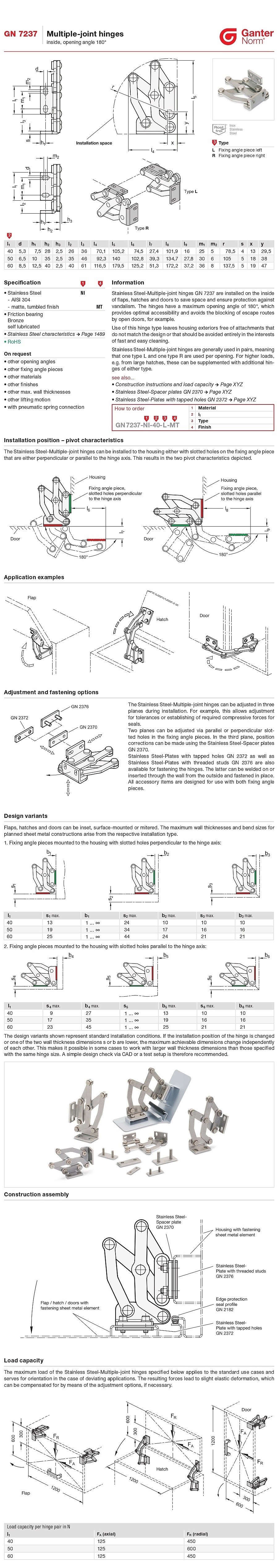 Stainless Steel Multiple-joint hinges (GN 7237)_상세페이지