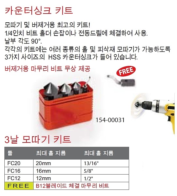 카운터싱크 디버링 날 키트 (FC 3날)_상세페이지