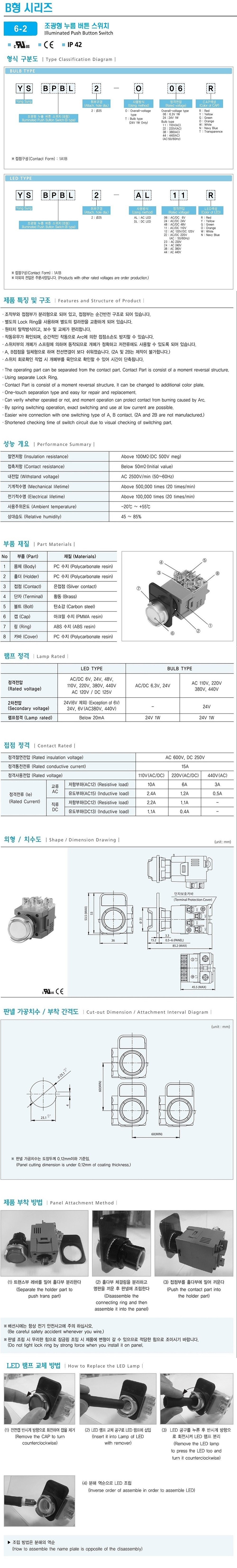 조광형 LED 누름 버튼 스위치(B Type)_상세페이지