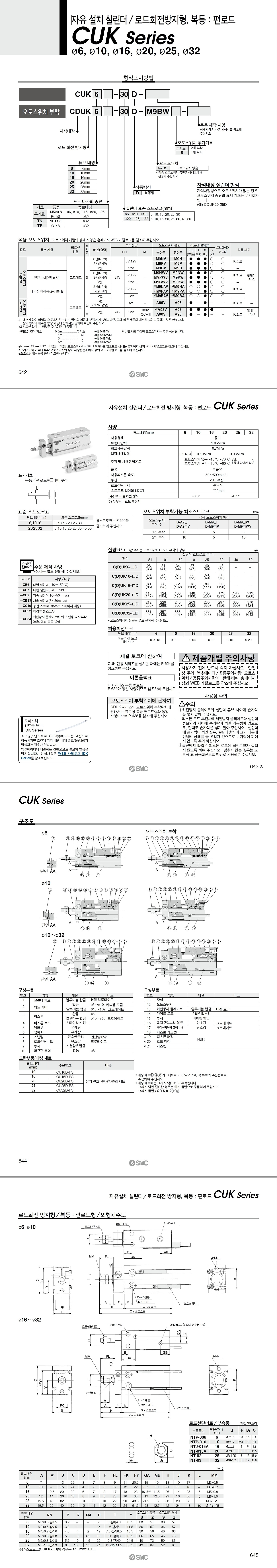 로드회전 방지형 편로드 자유설치 실린더 (CDUK Series, 복동, 내경 10mm)_상세페이지