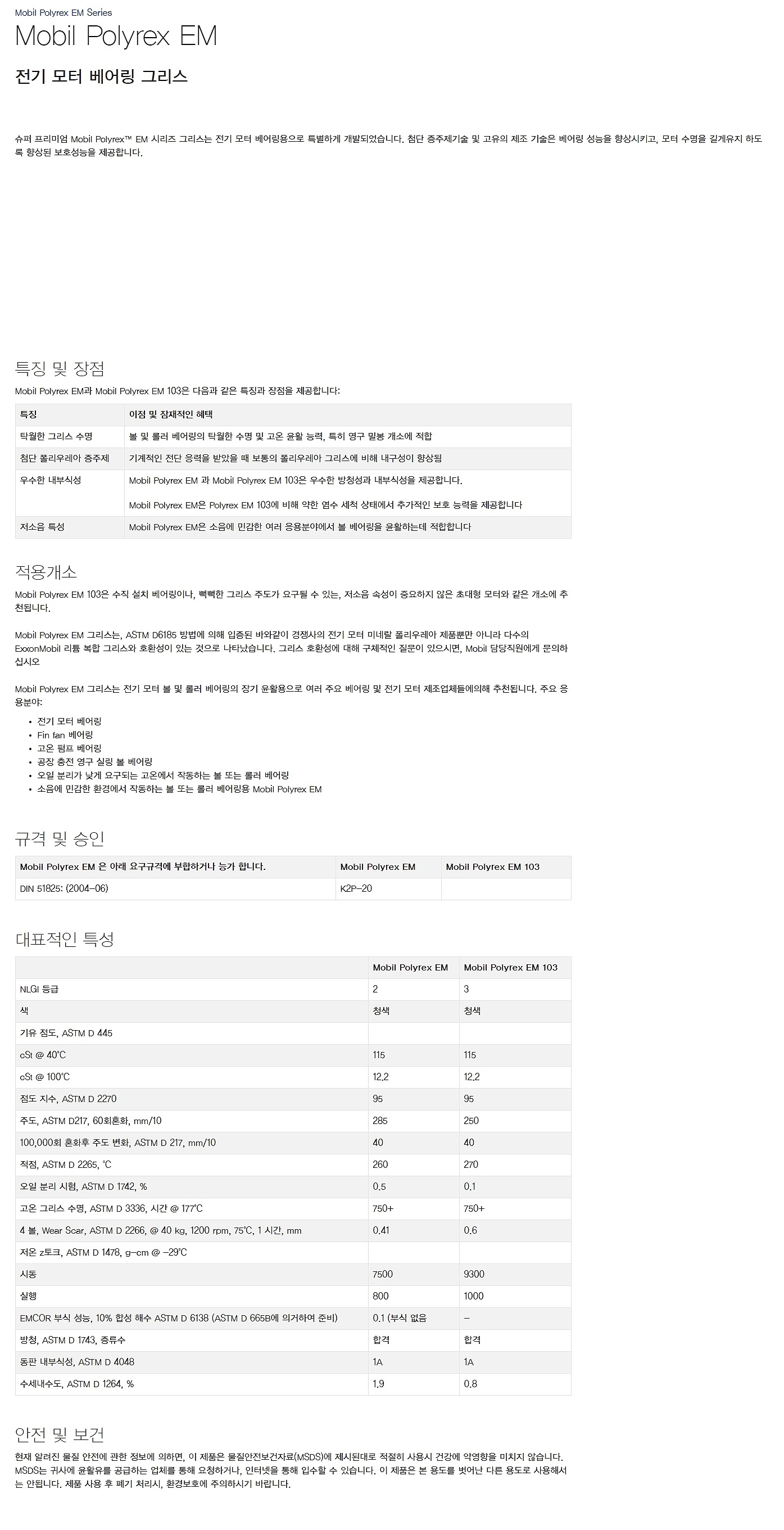 전기 모터 구리스 (Mobil Polyrex EM)_상세페이지