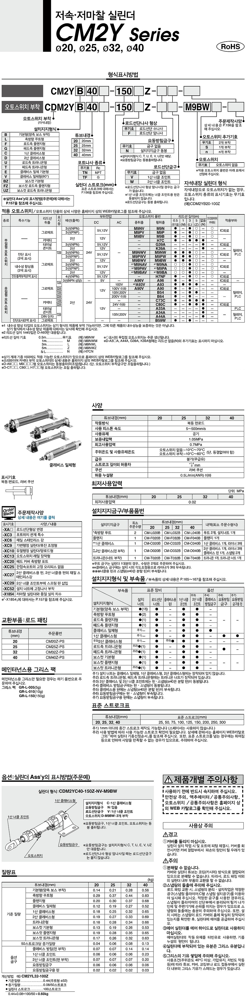 기본형 저속/저마찰 편로드 실린더 (CDM2Y)_상세페이지
