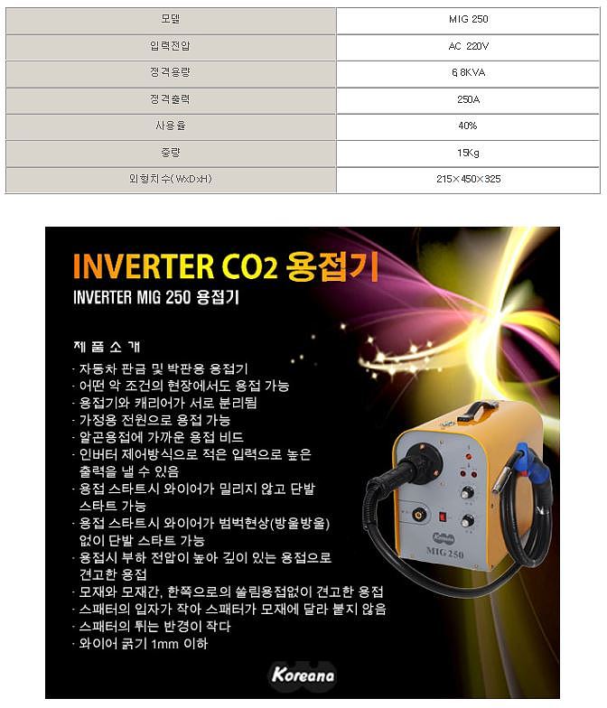 인버터 CO2 용접기 (MIG 250)_상세페이지
