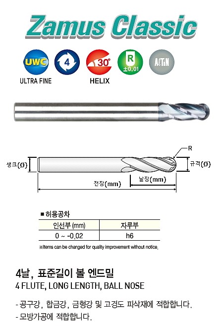 초경 4날 ALTiN 볼 엔드밀 (DB514)_상세페이지