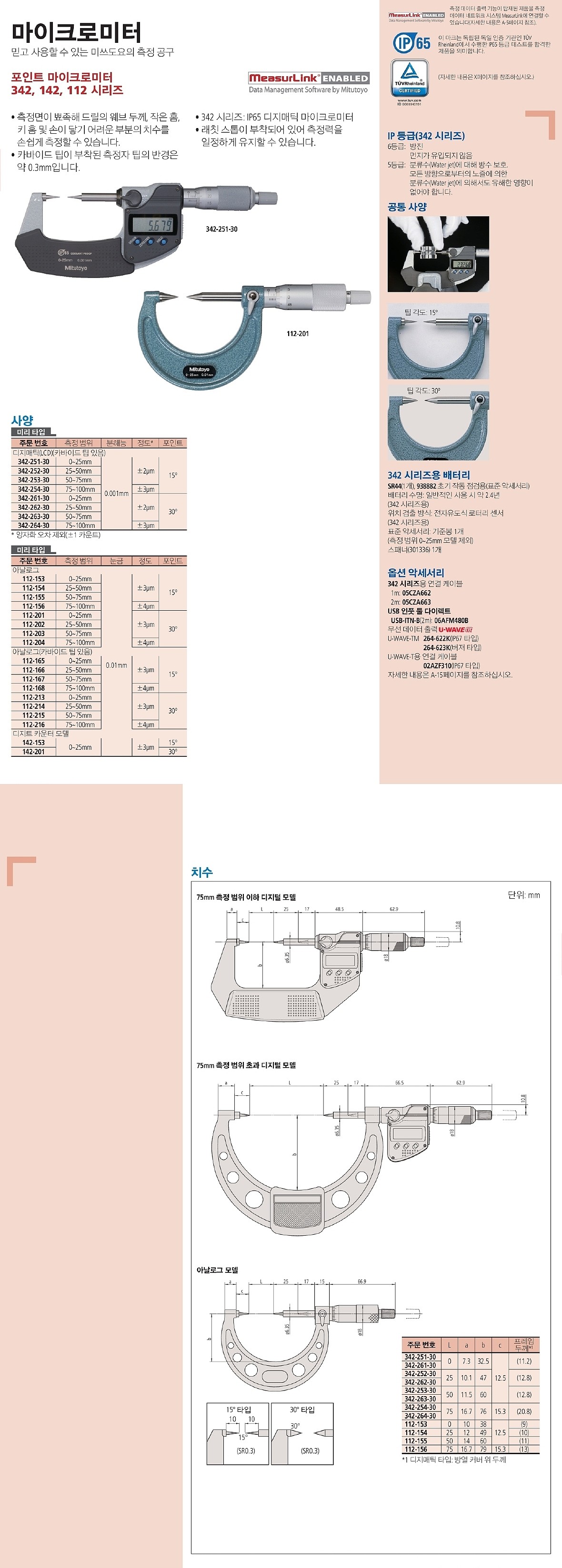 버니어 포인트 마이크로미터 (112 Series)_상세페이지