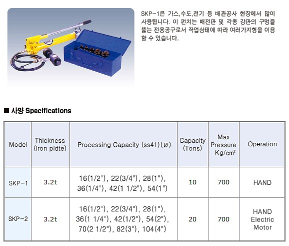 유압식 천공기 (SKP)_상세페이지