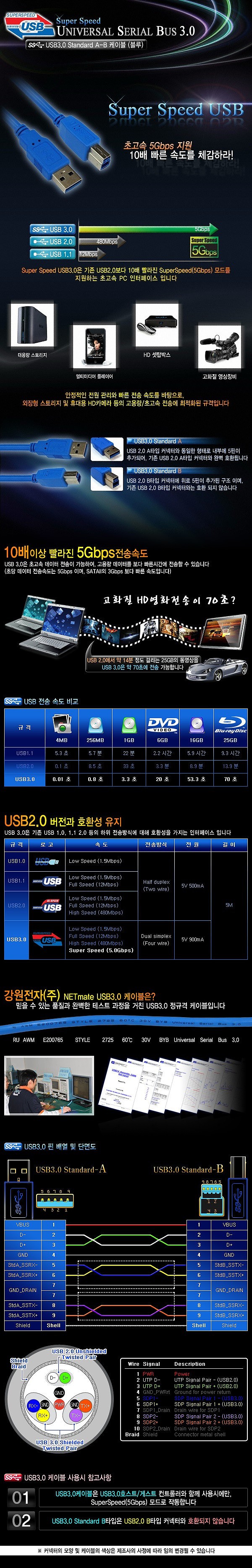 USB 3.0 Standard A (M) to B (M) 케이블 (NMC-UB3BL)_상세페이지