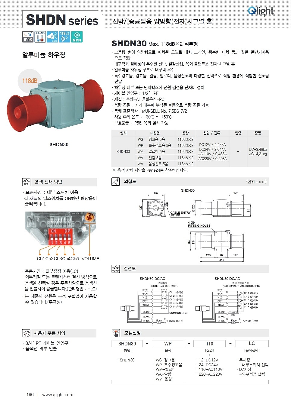 선박/중공업용 양방향 전자 시그널 혼(SHDN30 Type)_상세페이지