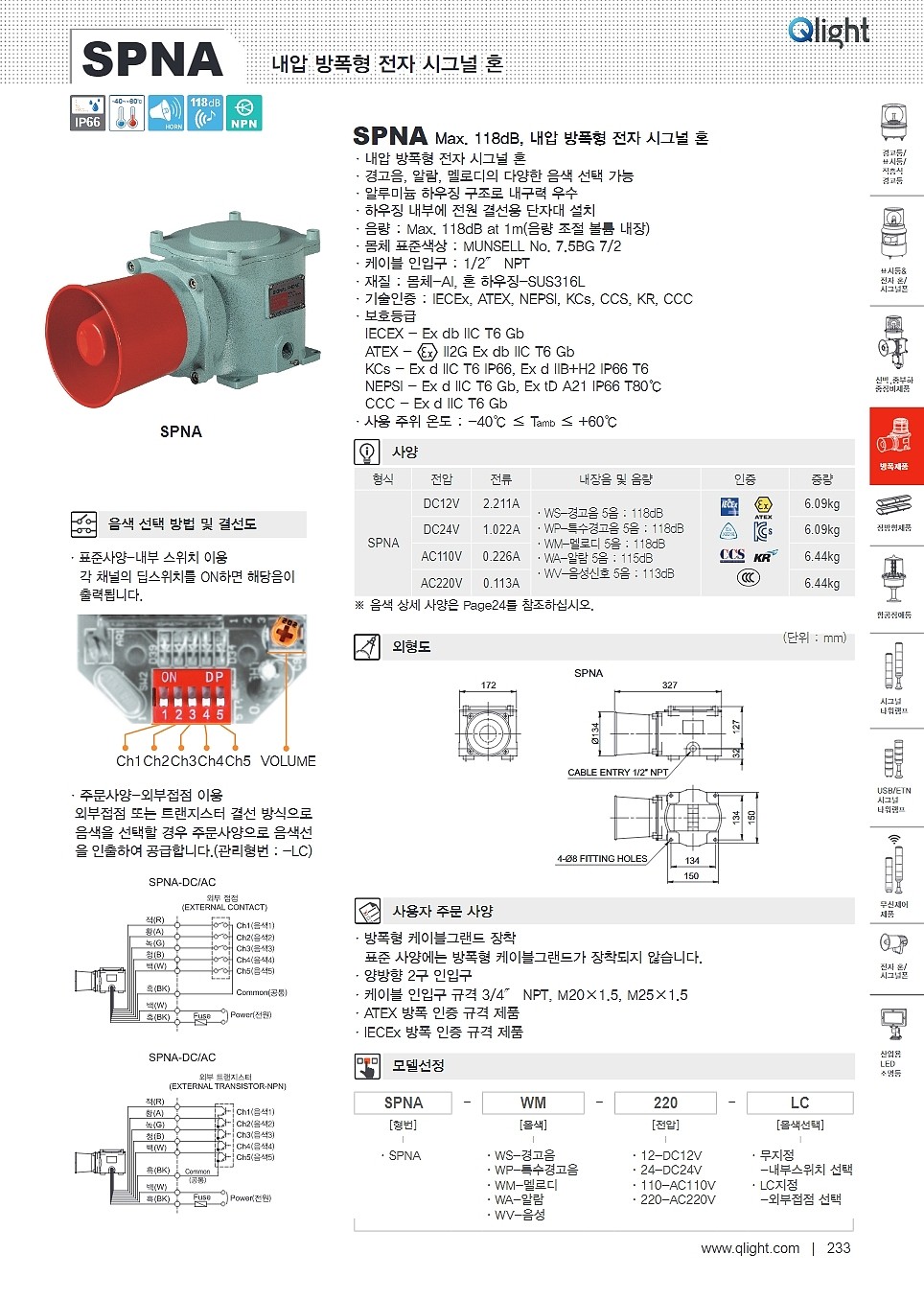 내압 방폭형 전자 스그널 혼(SPNA Type)_상세페이지