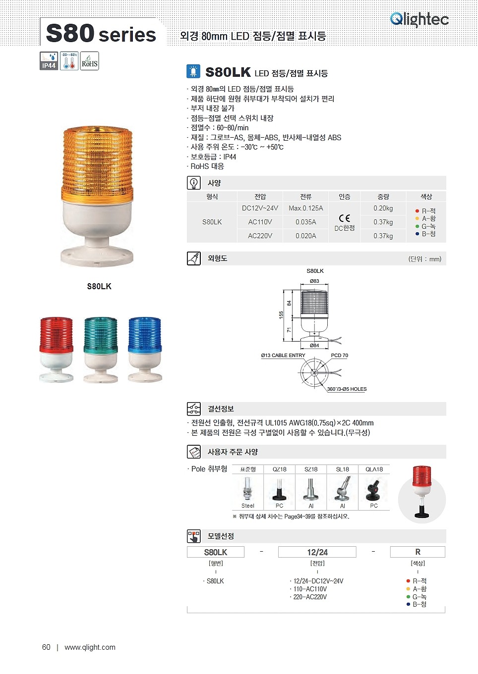 LED 점등/점멸 표시등(S80LK Type)_상세페이지