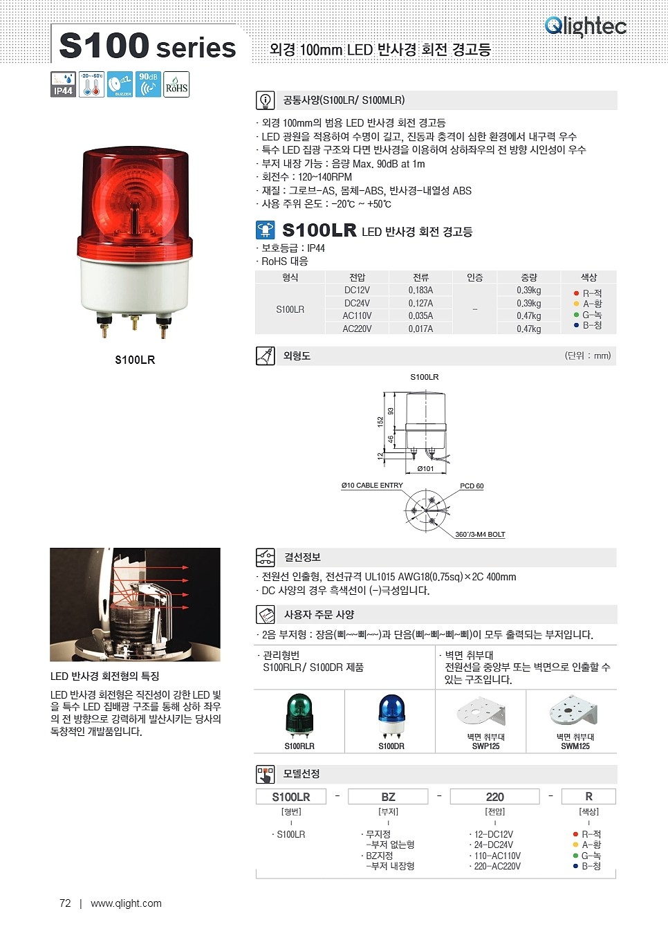 LED 반사경 회전 경고등(S100LR Type)_상세페이지