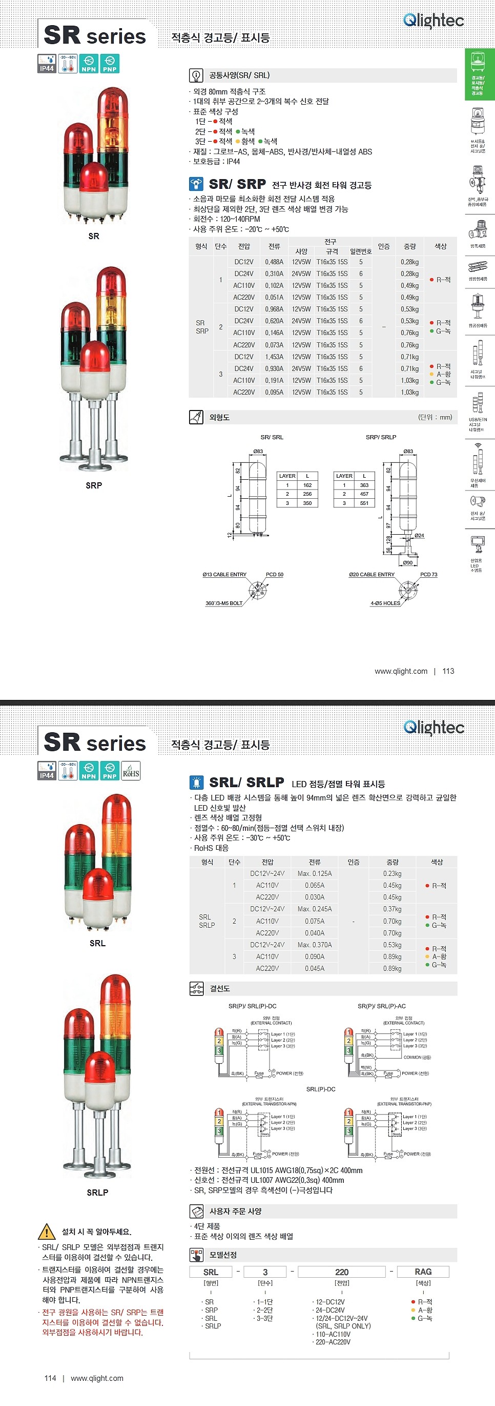 전구 반사경 회전 타워 경고등(SRP Type)_상세페이지