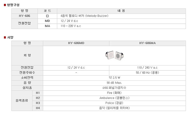 4음색 멜로디 버저(HY-606MD/606MA)_상세페이지
