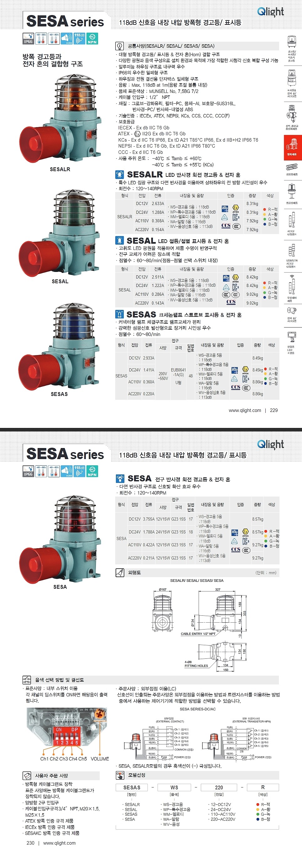 118dB 신호음 내장 내압 방폭형 경고등/표시등(SESALR Type)_상세페이지
