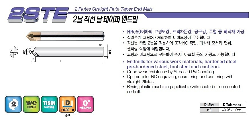 초경 2날 직선날 테이퍼 엔드밀 (2STE 120˚)_상세페이지