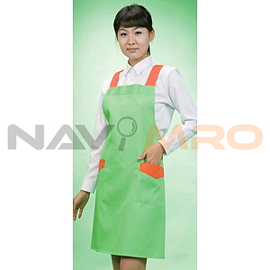연두색 주황배색 H형 면 앞치마