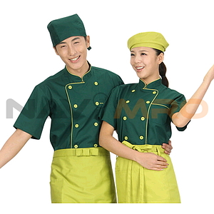 청녹 연두 파이핑 더블반팔 조리복