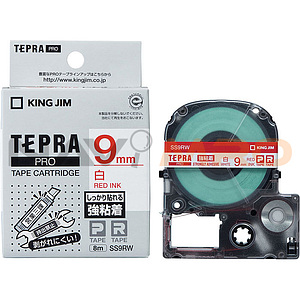 TEPRA PRO 테이프 강 점착 라벨 (흰색에 빨간색 문자)
