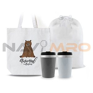 스탠다드에코백中중 화이트 티니모던스테인리스텀블러300ml 부직포파우치 SET