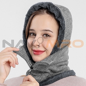 플러피 집업 넥워머 모자