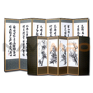 6폭 병풍 (인조실크 추사한시-사군자)