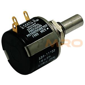 Vishay 500Ω Rotary Potentiometer 10-Turns 1-Gang Bushing Mount, 534-1-1-501