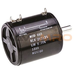 Vishay 2kΩ Rotary Potentiometer 10-Turns 1-Gang Panel Mount, 860B1202