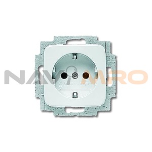Busch Jaeger - White 1 Gang Plug Socket, 16A, Type F - German Schuko (20 EUC-214)