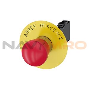 3SU1 Series Red Emergency Stop Push Button, 1NO + 1NC, 22mm Cutout, Panel Mount, IP66, IP67, IP69 (3SU1150-1HA20-1FJ0)