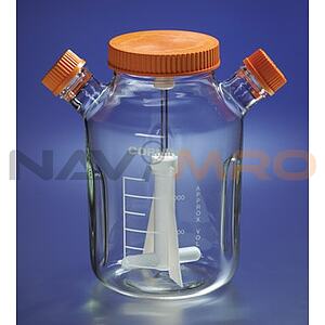 15L Proculture Glass Spinner Flask with 120mm Flat Center Cap and 2 Angled Sidearms (4502-15L)
