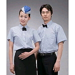줄지 반팔 와이셔츠