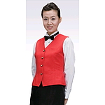적색 금박단추 스판 여성조끼
