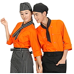 오렌지 더블 칠부 조리복