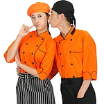 오렌지 검 파이핑 더블 칠부 조리복