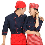 곤적 파이핑 더블 칠부 조리복