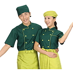 청녹 연두 파이핑 더블반팔 조리복