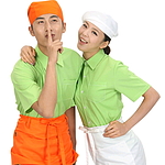 연두 스판 반팔셔츠 조리복