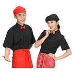 검정 스판 반팔셔츠 조리복