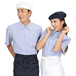 곤색 줄 반팔셔츠 조리복