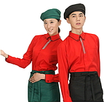 적색 체크 긴팔셔츠 조리복
