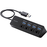 USB 허브 3.0 4 포트 개별 스위치 버스 파워 자석 부착 케이블 길이 30cm