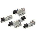 5포트 파일럿형 베이스배관식 솔레노이드밸브 (KV100B Series, Rc(PT) 1/8, 2위치 더블)