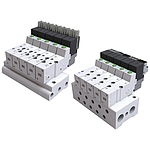 5포트 소형 직접배관식 솔레노이드밸브 (DVC1000, Closed Center, DC 24V, 수평형 커넥터)