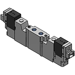 5포트 내부파일럿 직접배관 솔레노이드 (DV1000, Single, DC24V, 수평커넥터, PCB타입 기본)