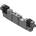5포트 내부파일럿 직접배관 솔레노이드 (DV1000, Exhaust Center, DC12V, 수직커넥터, PCB타입 절전형)
