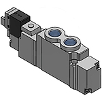 5포트 내부파일럿 직접배관 솔레노이드 (DV3000, Single, DC12V, 수직커넥터, PCB타입 무극성)