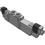 5포트 내부파일럿 직접배관 솔레노이드 (DV3000, Exhaust Center, AC220V, 수직커넥터, PCB타입 기본)